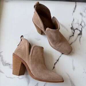 Jeffrey Campbell Rosee Suede Beige Square Toe Heeled Booties Size 7.5